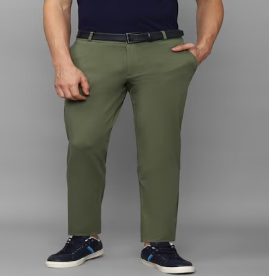 High Quality Olive Formal Ankle Length Pants Men Business Elastic Waist Formal Suit